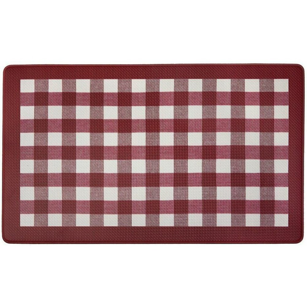 Anti-Fatigue PVC Kitchen Floor Mat (18"x30")BUFFALO CHECK,BURGUNDY & WHITE,Achim